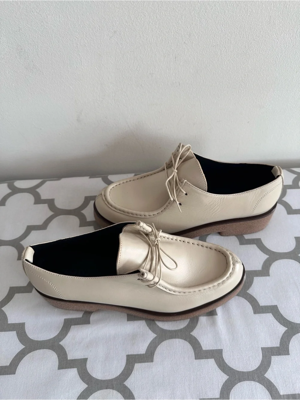 KOIO Cream Leather Lace-Up Platform Shoes